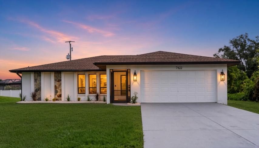 A Prather rent-to-own home at dusk